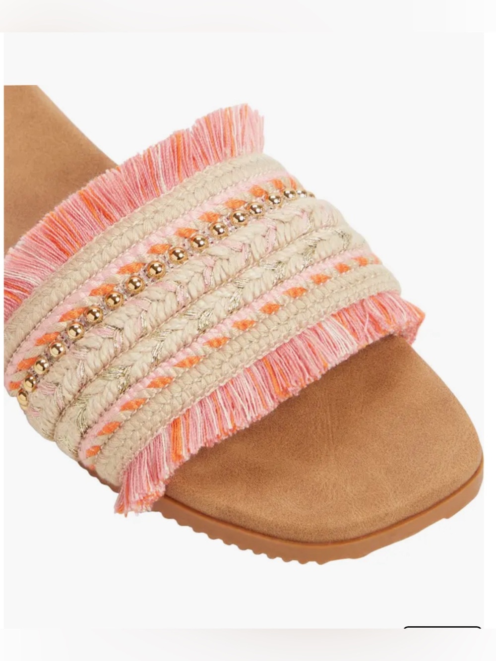 NWT Roxy Women's Positano Pink Fringe Slide Sandals